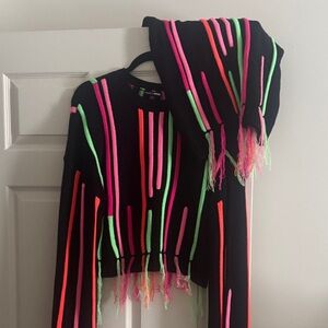 Black Sweater with Neon Stripes
